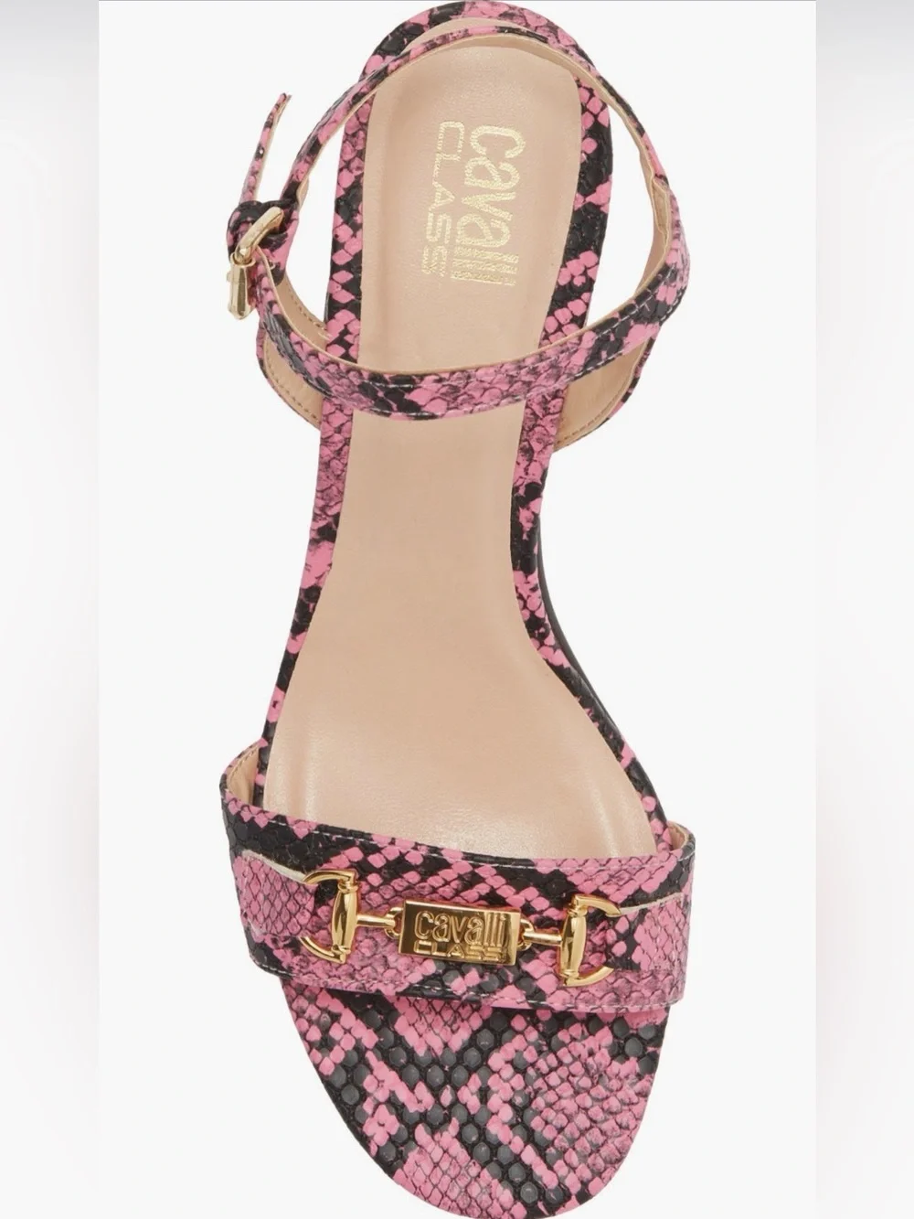 Roberto Cavalli Snake Embossed Ankle Strap Sandal NWT Size 12 / 42